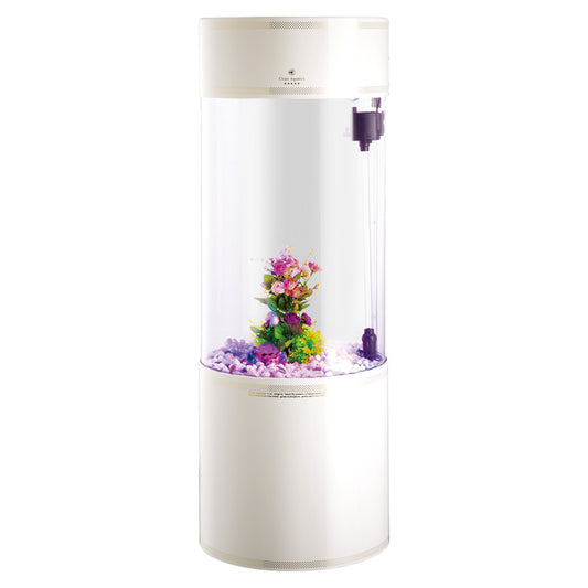 Aquarium Pro Clear Cylindrique Avec Décante, 103 Gallons, Blanc