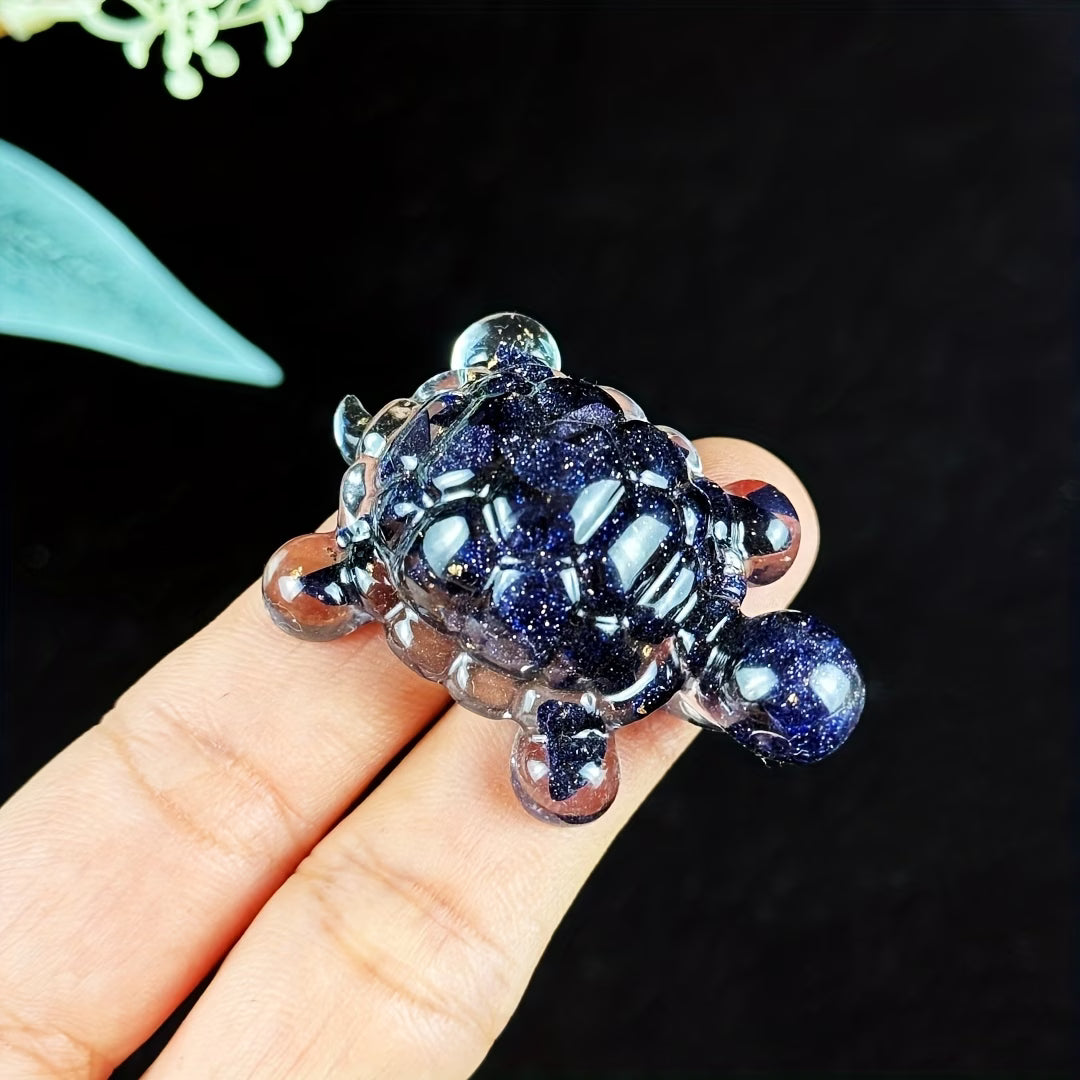 Bébé Tortue Terrestre en Résine & Crystal Noir