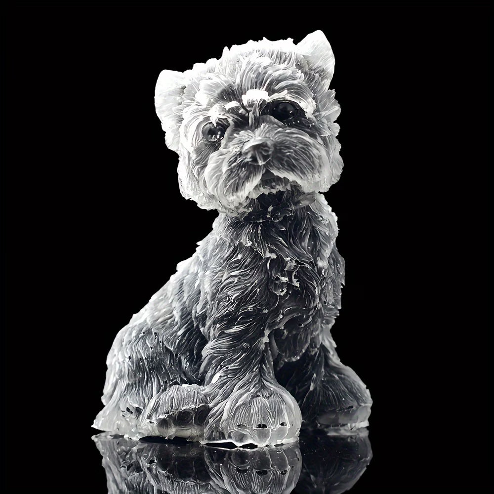 Bichon Maltais en Résine & Obsidienne