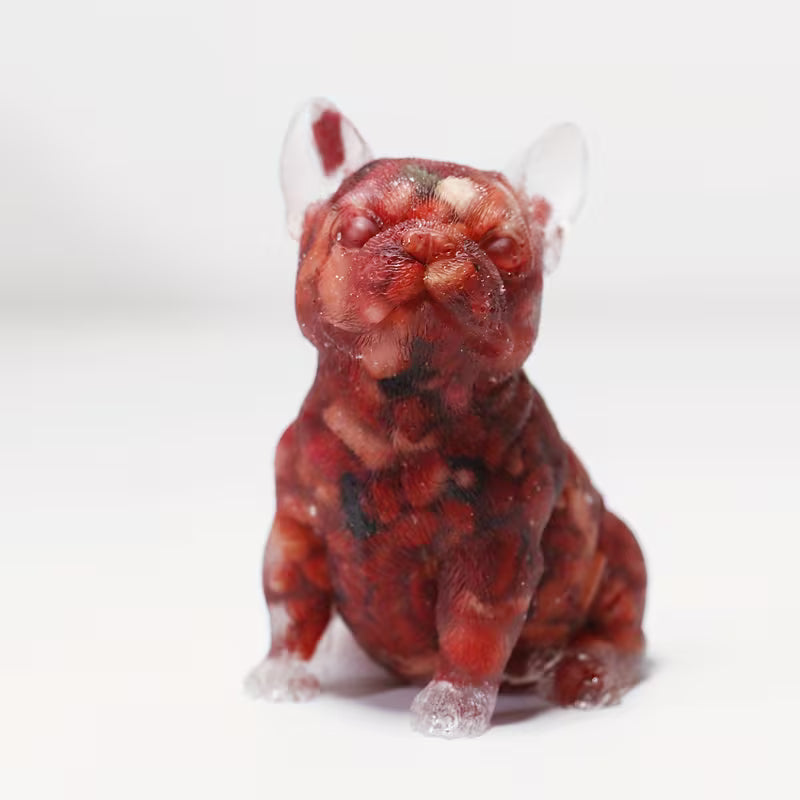 Bouledogue en Résine & Jaspe Rouge