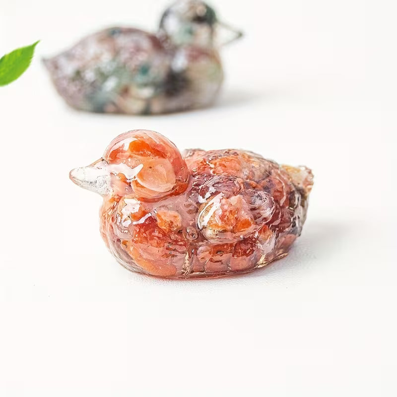 Canard en Résine & Agate Rouge