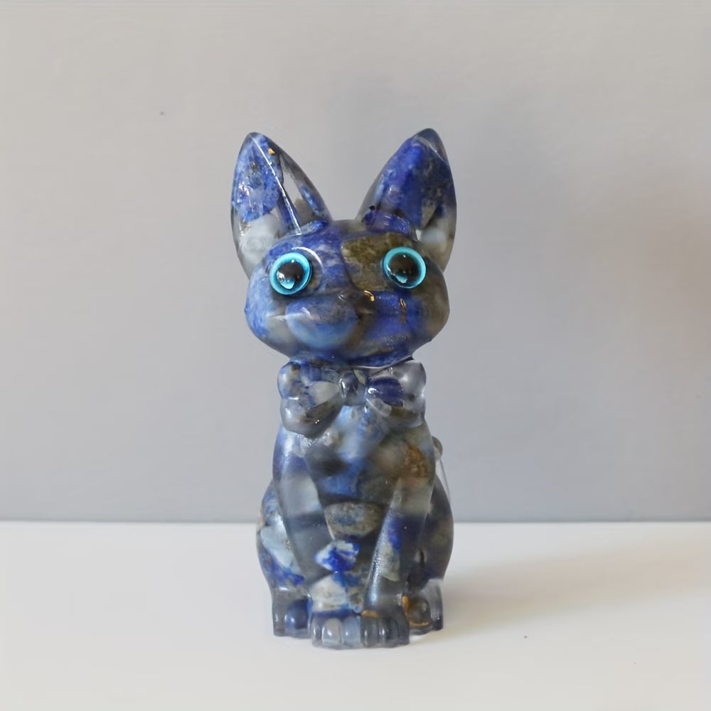 Chat Debout en Résine & Lapis Lazuli