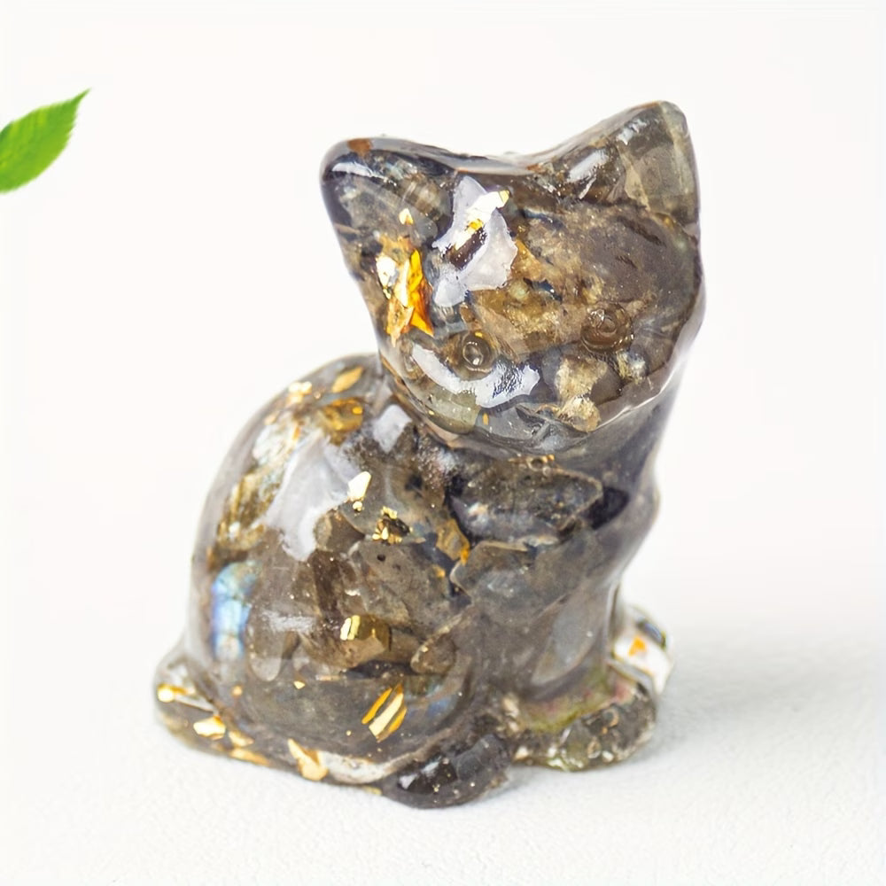 Chaton Assis en Résine & Labradorite