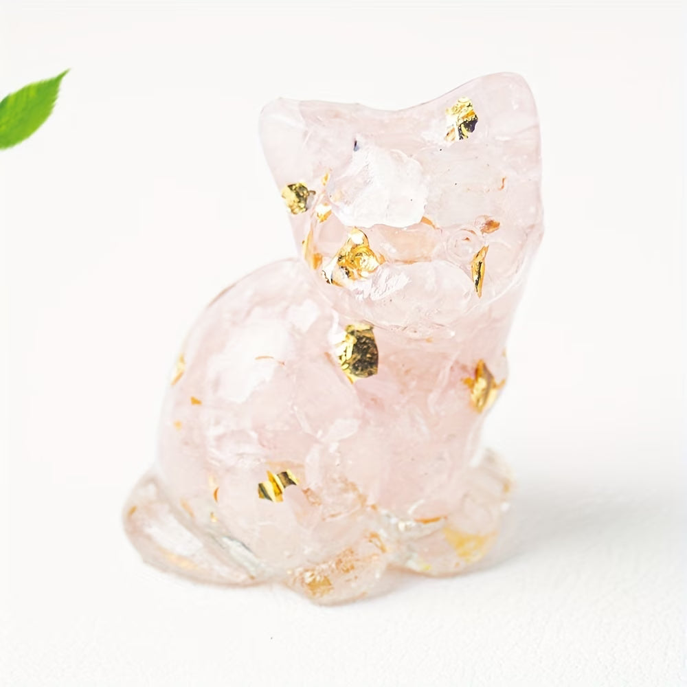 Chaton Assis en Résine & Quartz Rose