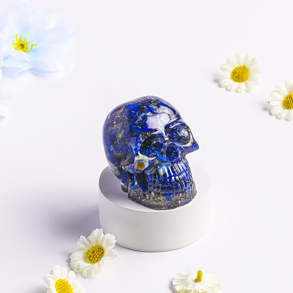 Crâne en Résine & Lapis Lazuli | Grand
