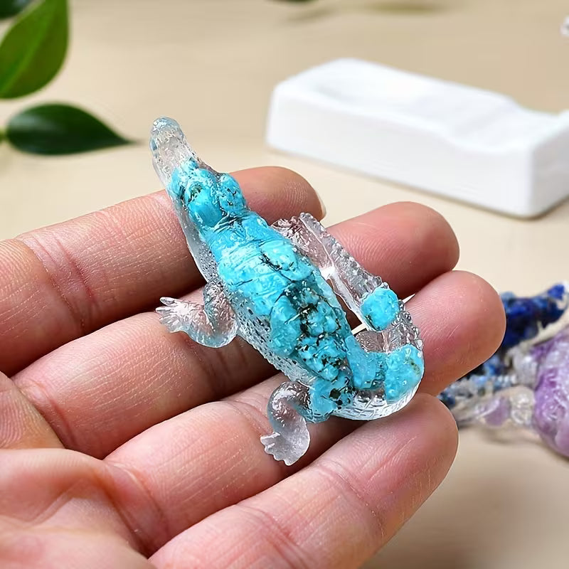 Crocodile en Résine & Turquoise