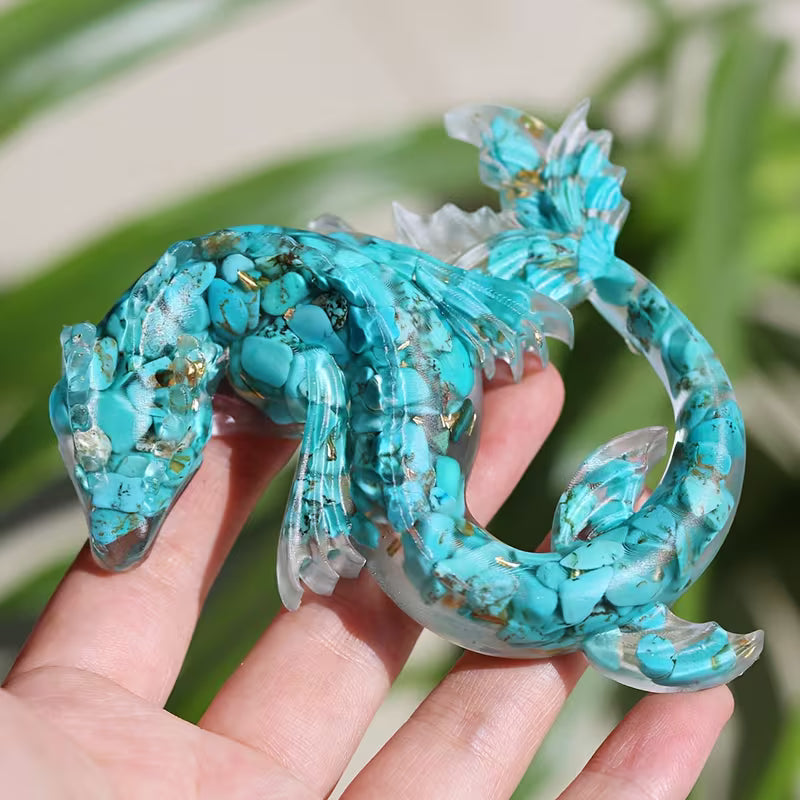 Dragon Chinois en Résine & Turquoise