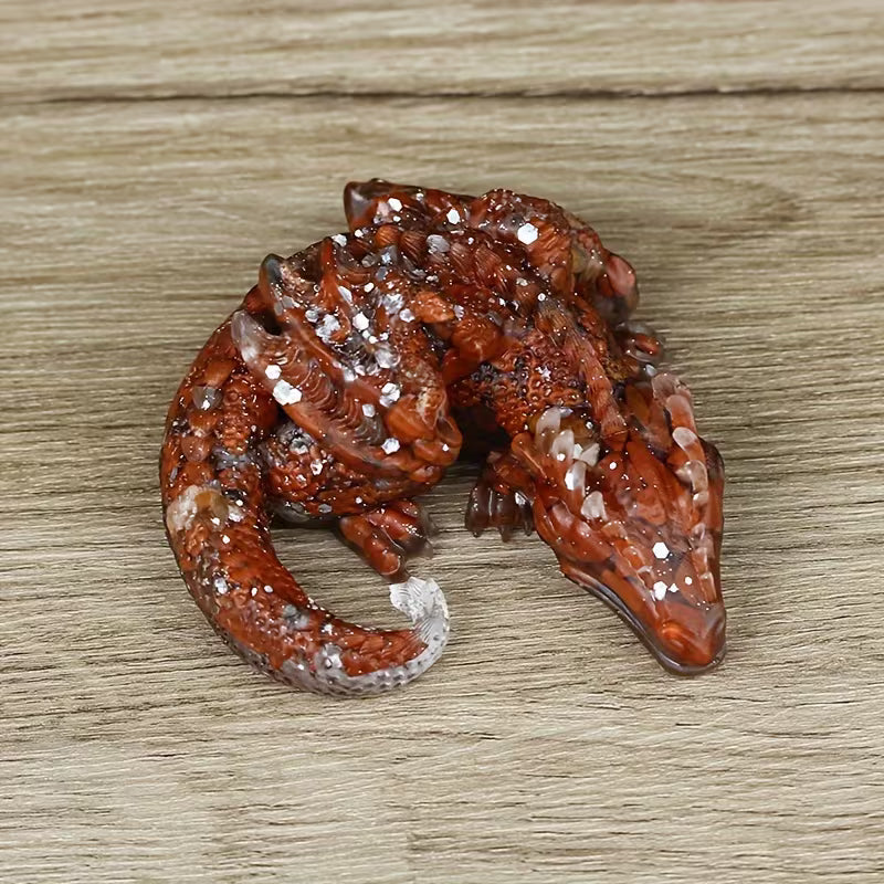 Dragon en Résine & Jaspe Rouge