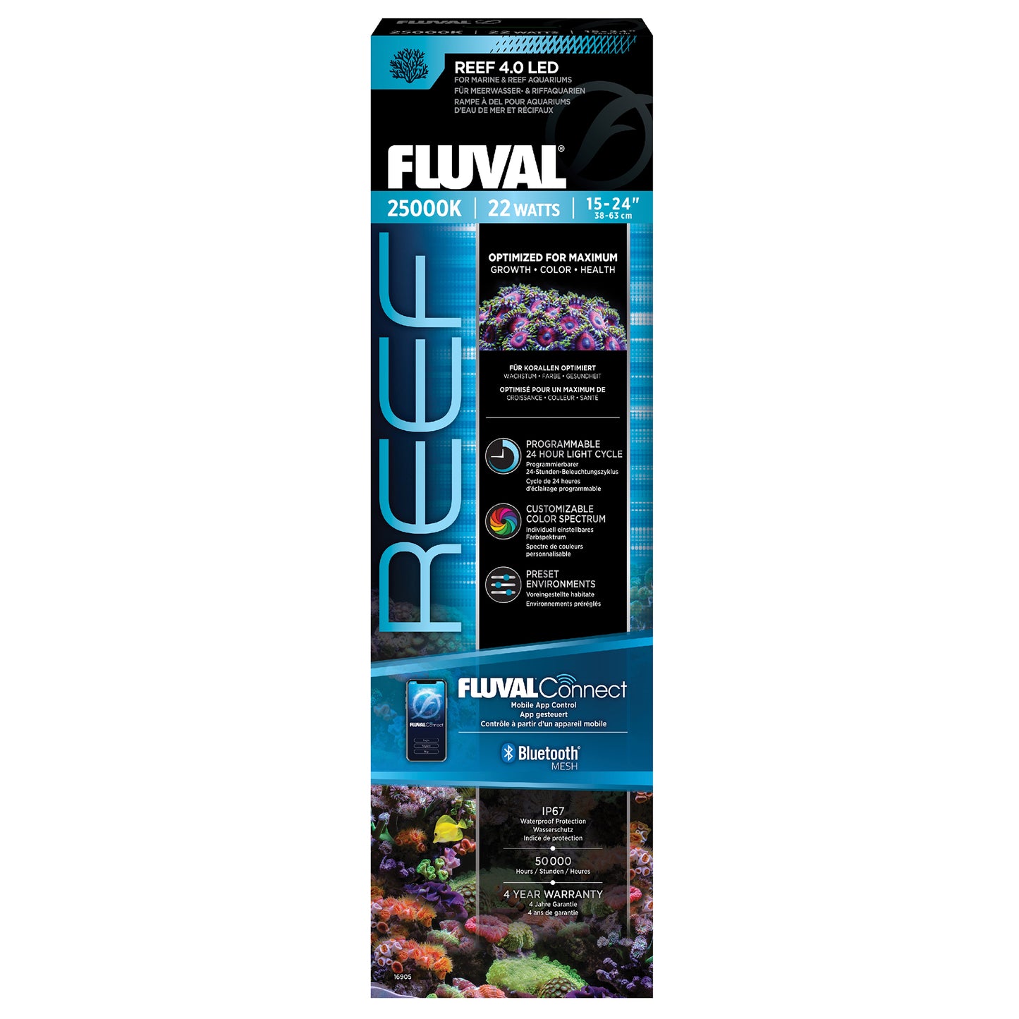 Fluval | Rampe d’éclairage DEL SEA 4.0 (15" - 24")