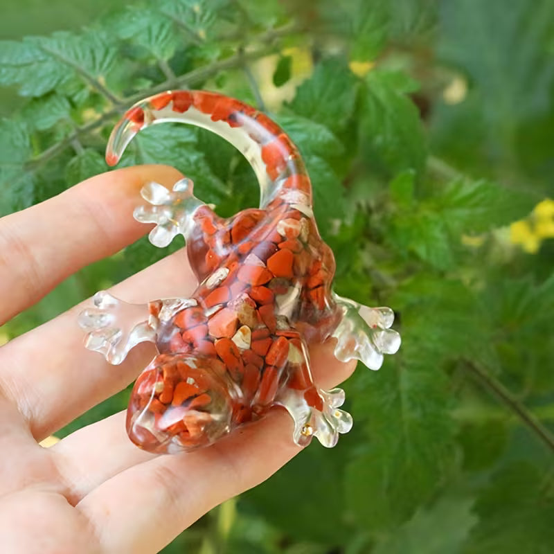 Gecko en Résine & Jaspe Rouge | Petit