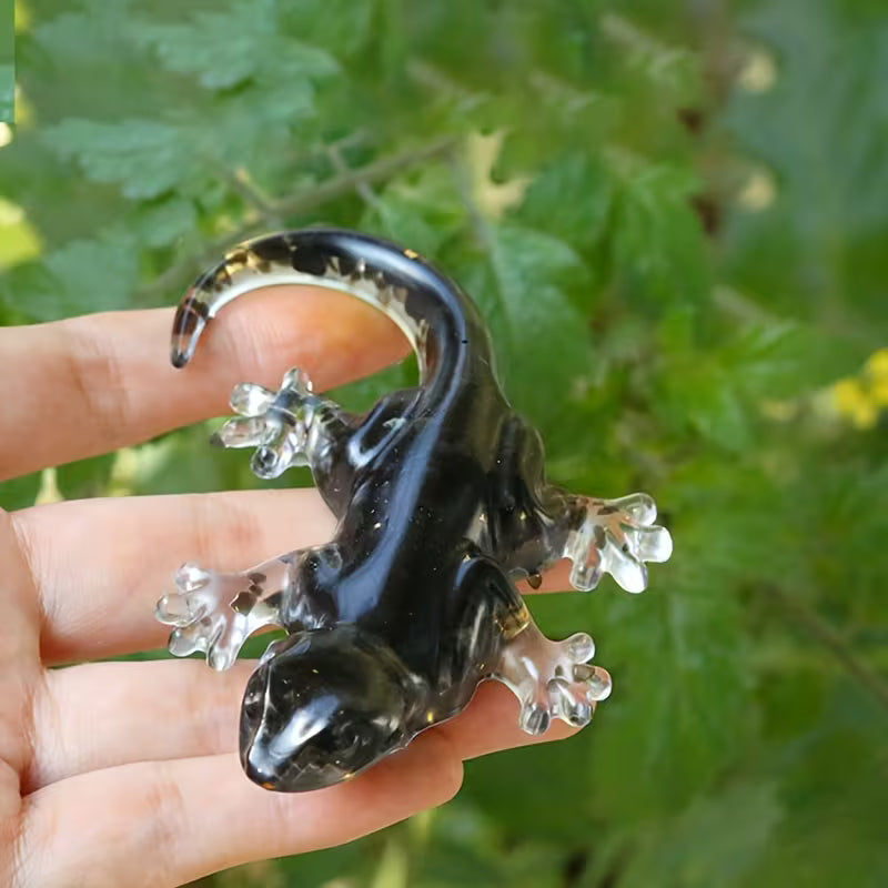 Gecko en Résine & Obsidienne | Petit