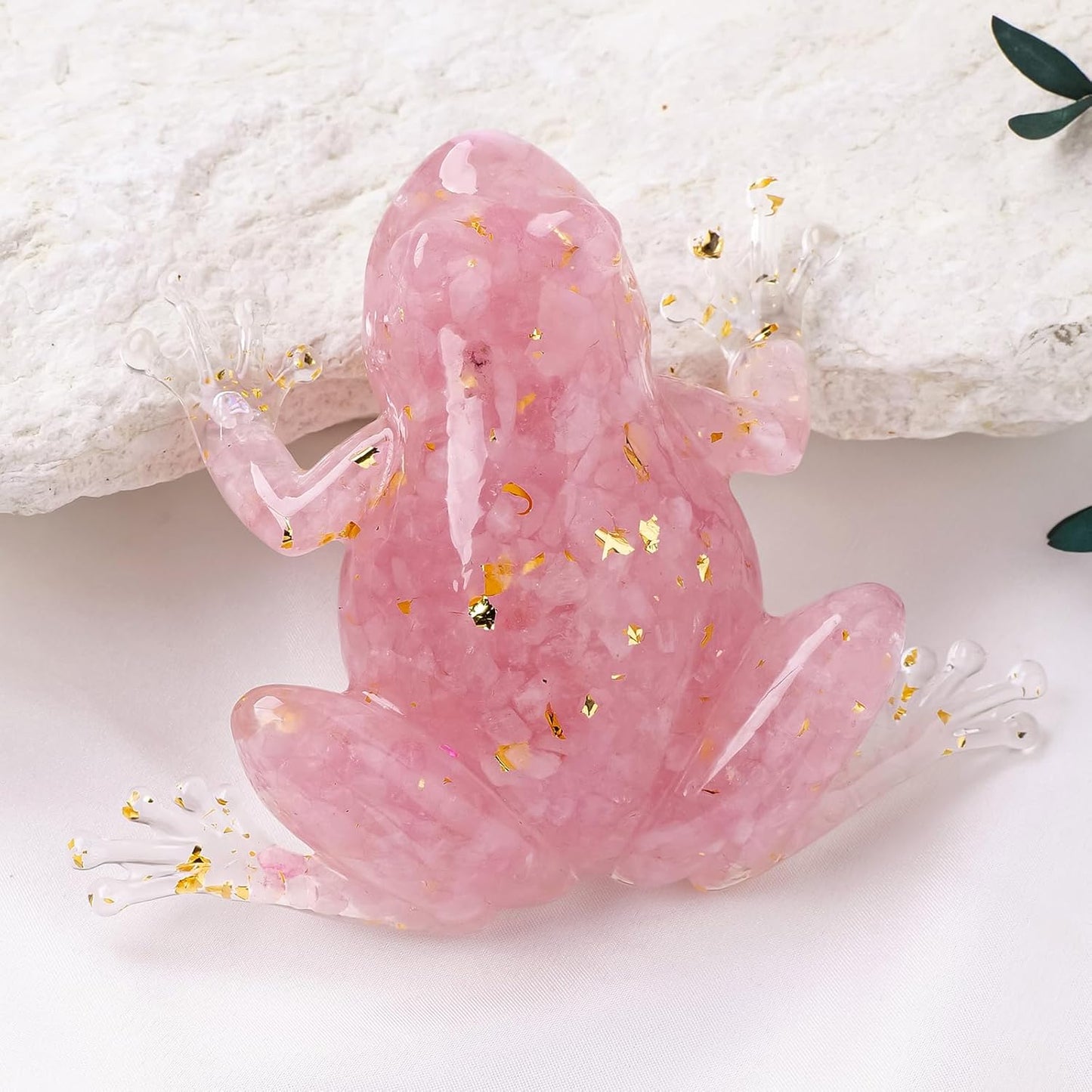 Grenouille en Résine & Quartz Melon | Grande