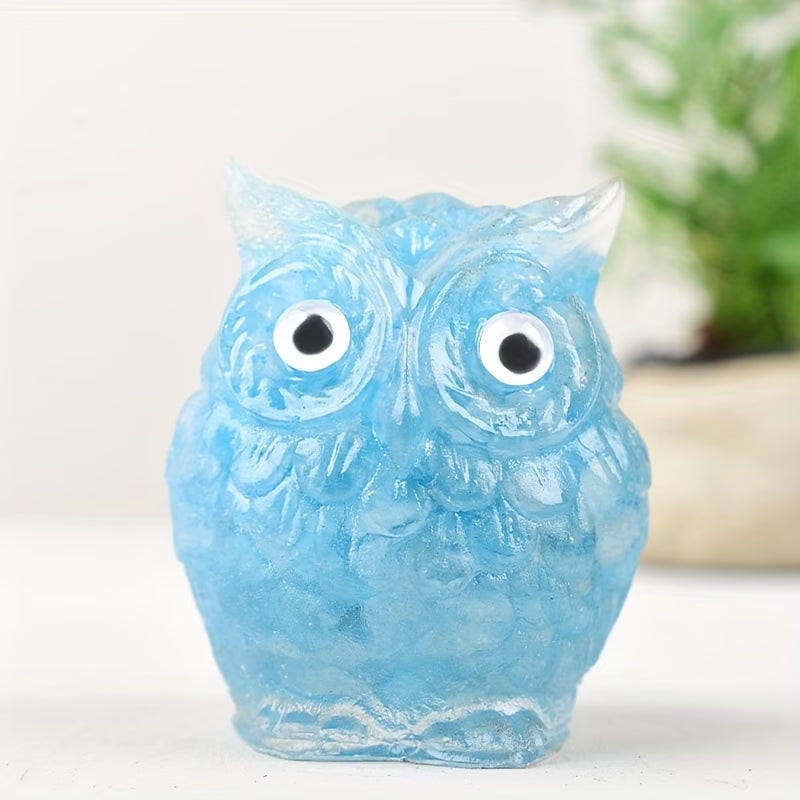 Hibou en Résine & Aquamarine