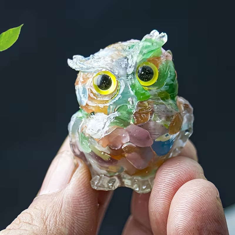 Hibou en Résine & Opale | Petit
