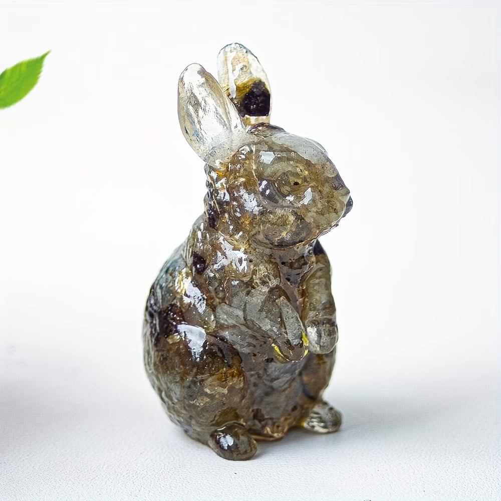 Lapin en Résine & Labradorite | Petit
