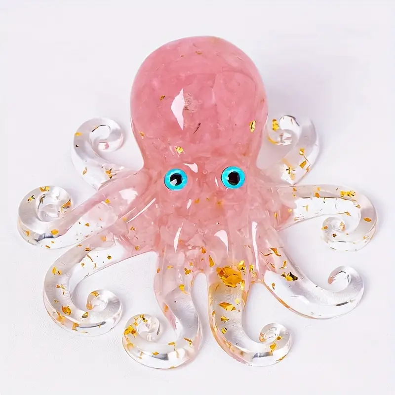 Pieuvre en Résine & Quartz Rose