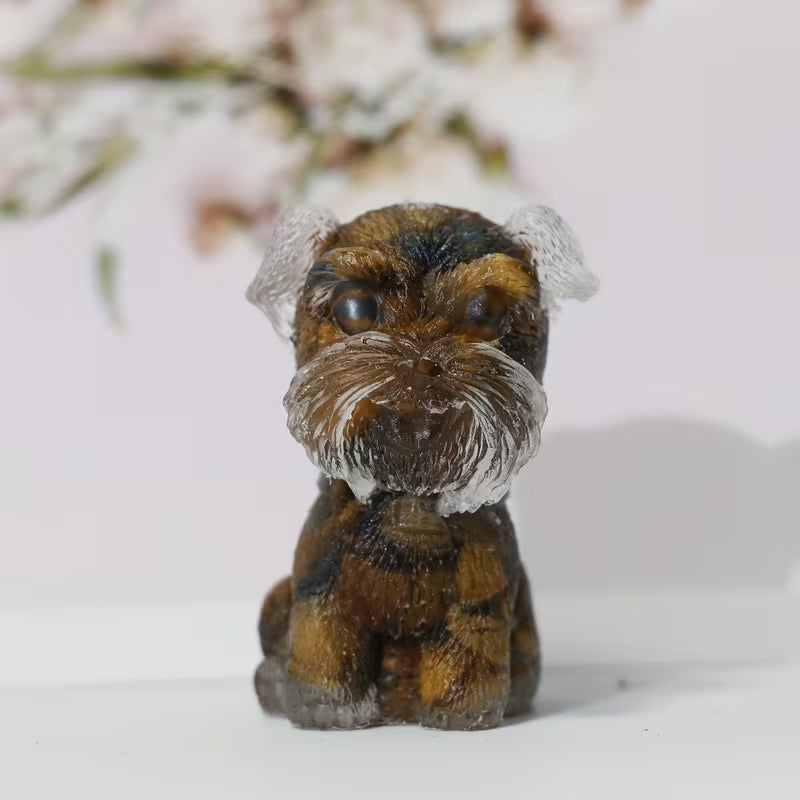 Schnauzer en Résine & Oeil de Tigre