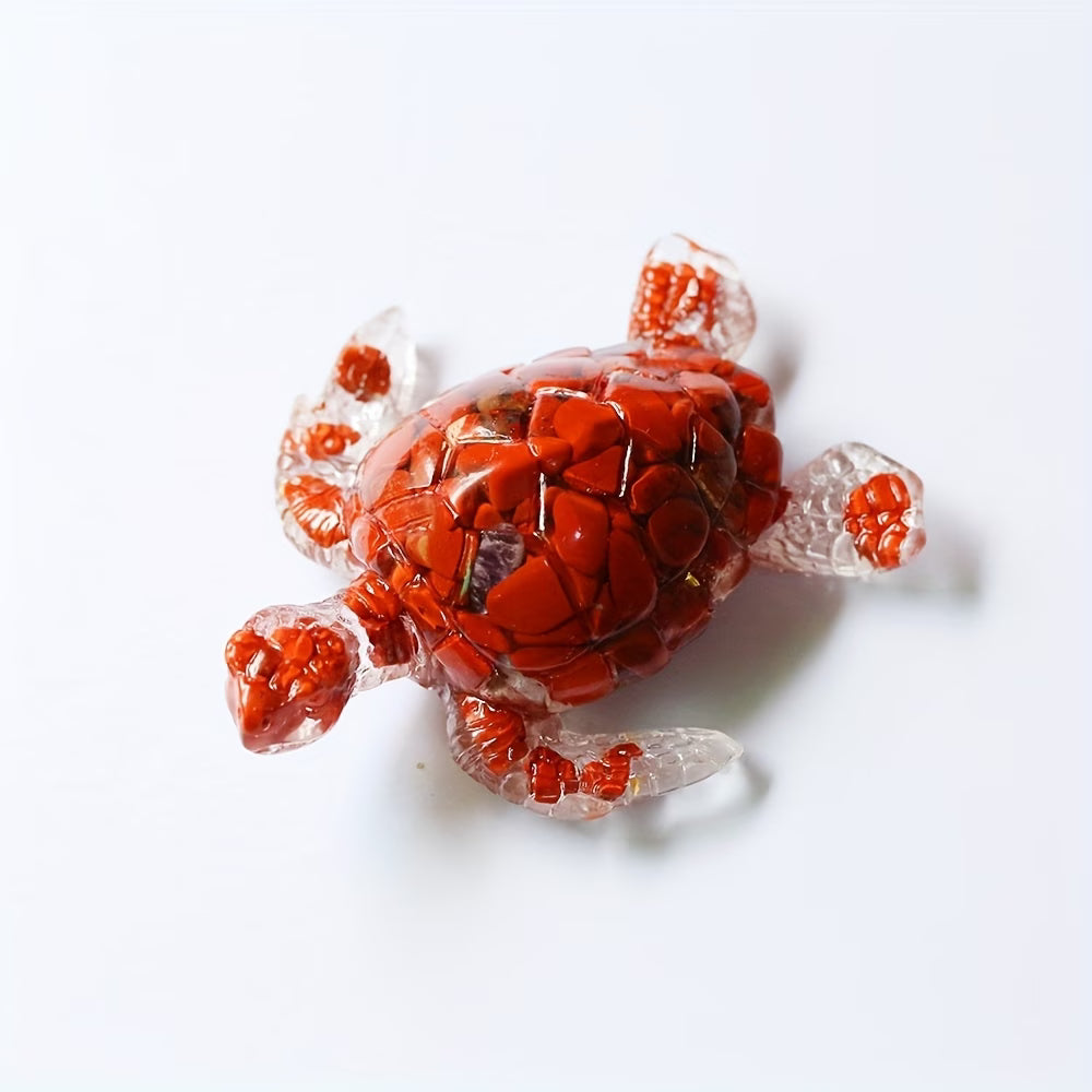 Tortue Marine en Résine & Jaspe Rouge | Grande