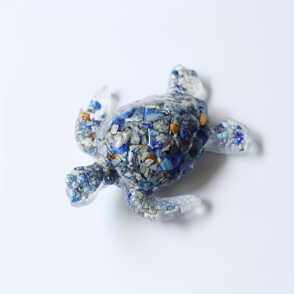 Tortue Marine en Résine & Lapis Lazuli | Grande