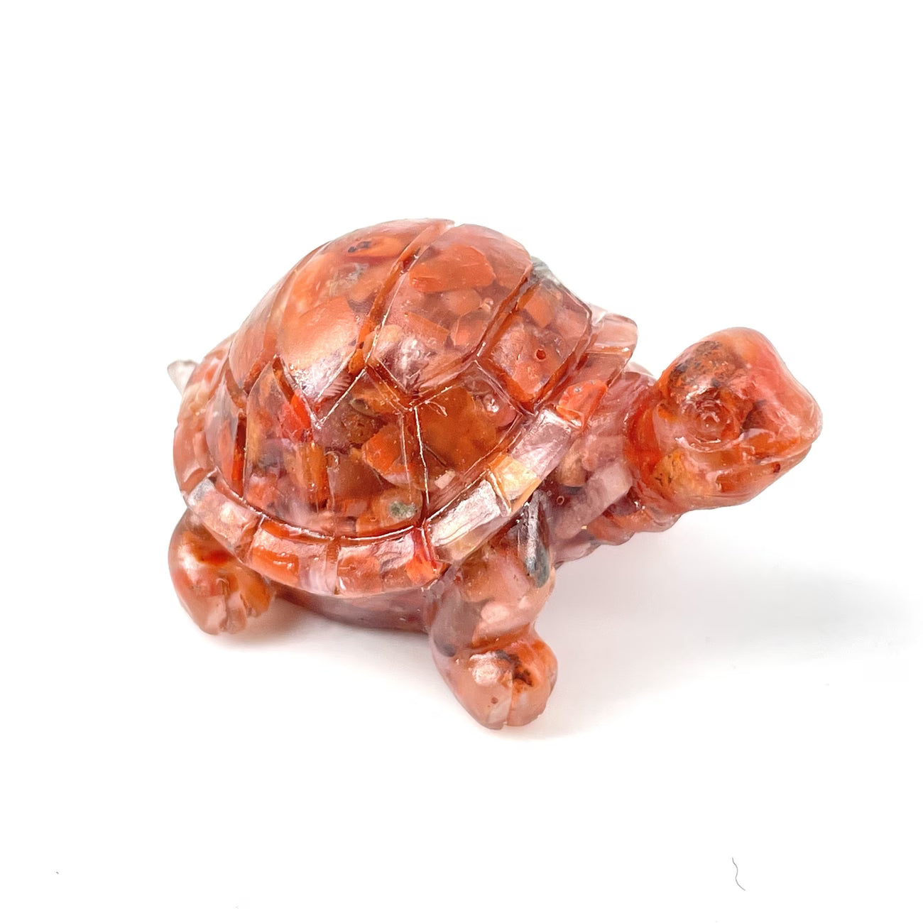 Tortue Terrestre en Résine & Agate Rouge | Petite