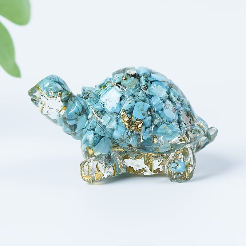 Tortue Terrestre en Résine & Turquoise | Petite