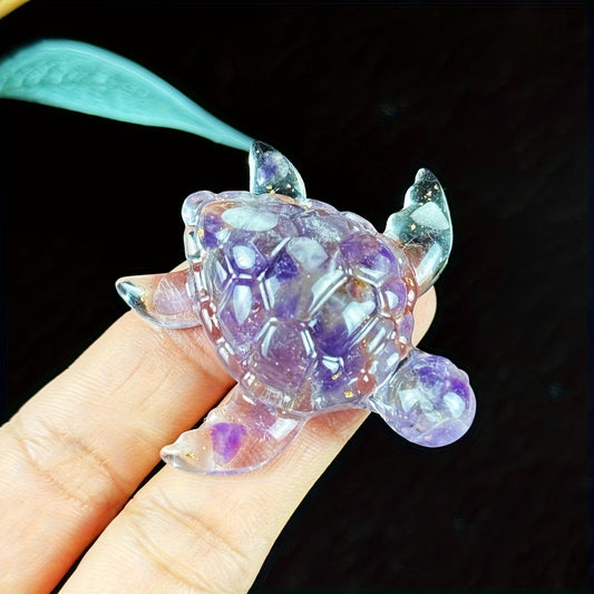 Bébé Tortue Marine en Résine & Améthyste