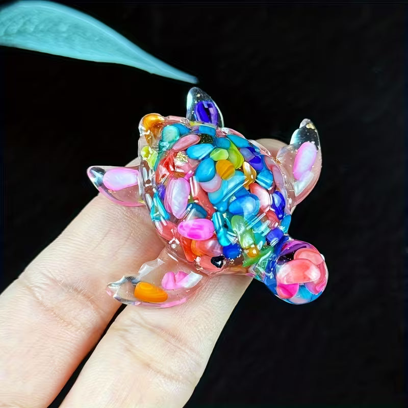 Bébé Tortue Marine en Résine & Arc-en-ciel