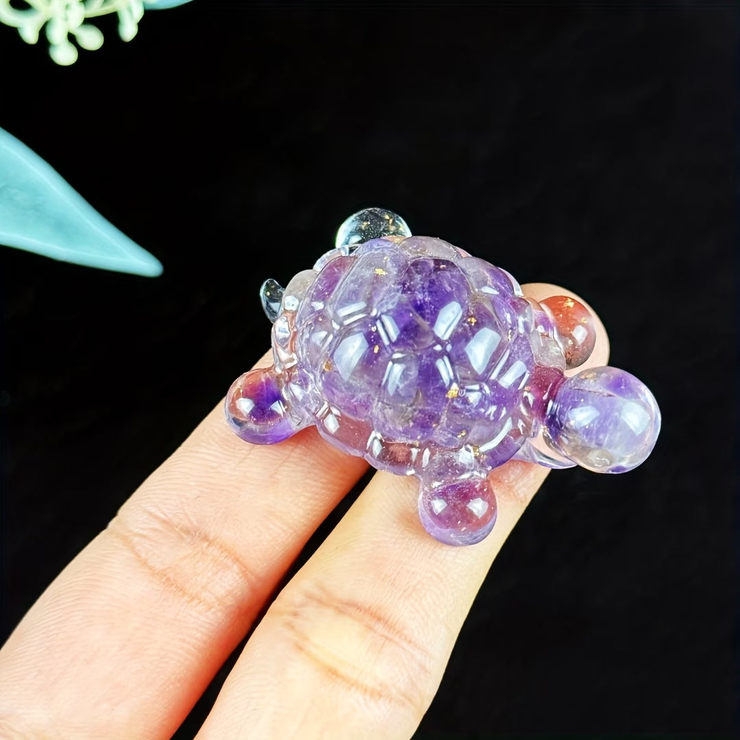 Bébé Tortue Terrestre en Résine & Améthyste