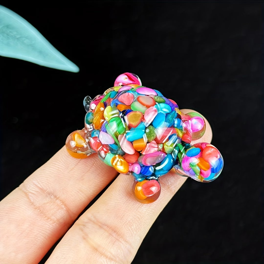 Bébé Tortue Terrestre en Résine & Arc-en-ciel