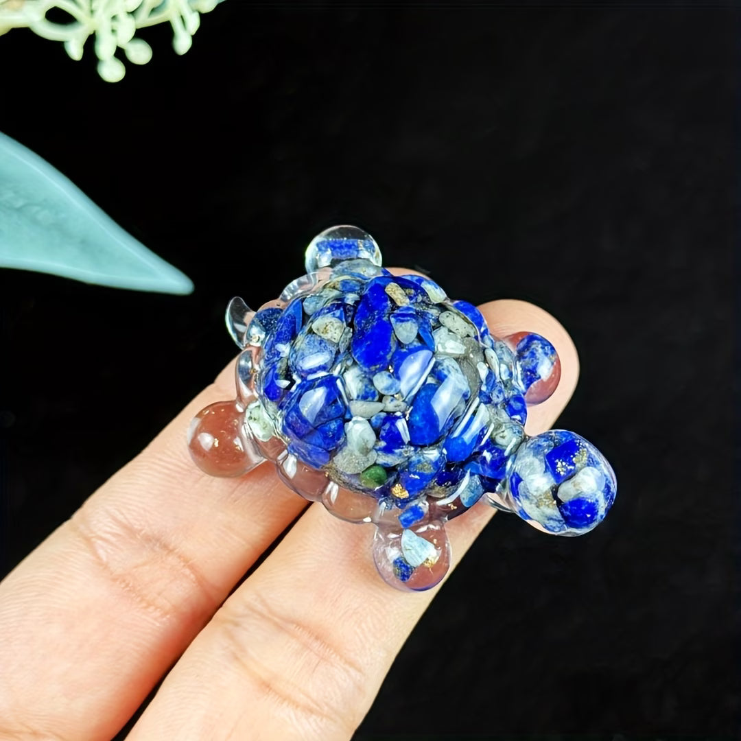 Bébé Tortue Terrestre en Résine & Lapis Lazuli