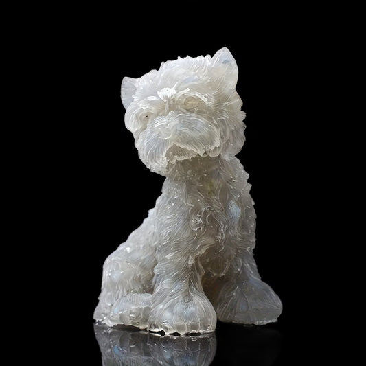 Bichon Maltais en Résine & Quartz Blanc