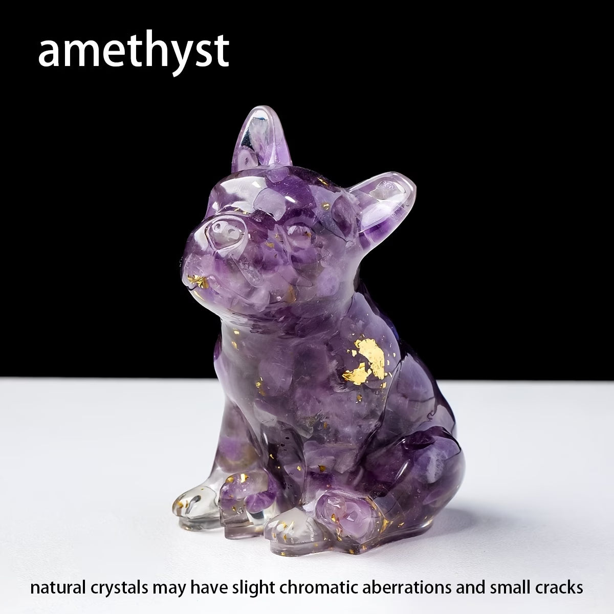 Bouledogue en Résine & Améthyste | Moyen