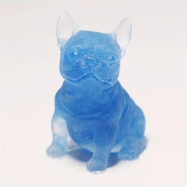 Bouledogue en Résine & Crystal Bleu | Grand