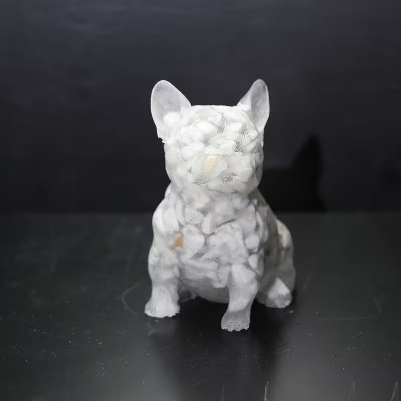 Bouledogue en Résine & Howlite | Grand