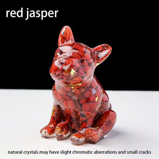Bouledogue en Résine & Jaspe Rouge | Moyen