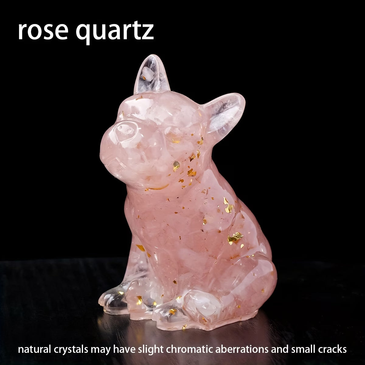Bouledogue en Résine & Quartz Rose | Moyen