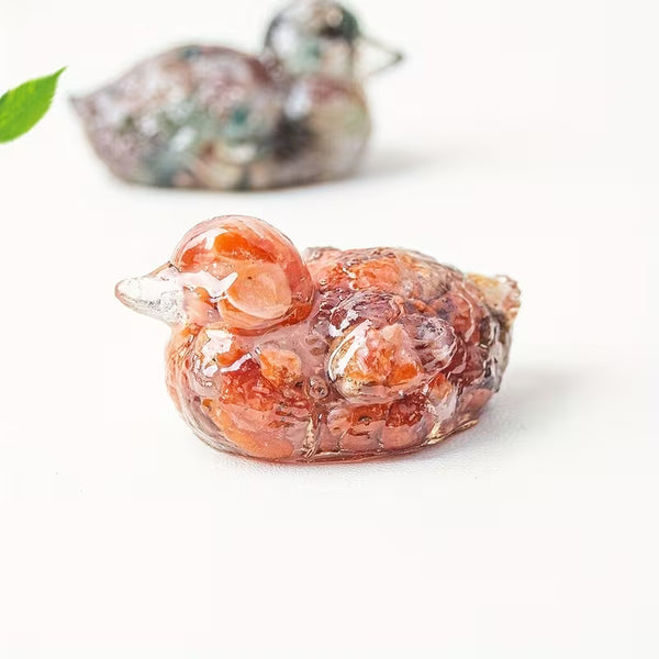 Canard en Résine & Agate Rouge