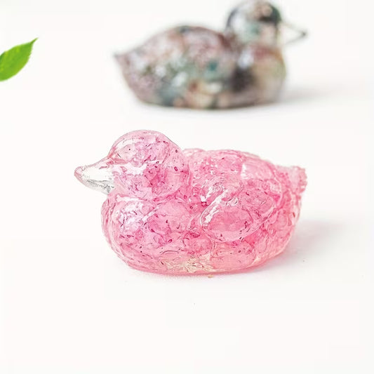 Canard en Résine & Cristal Rose