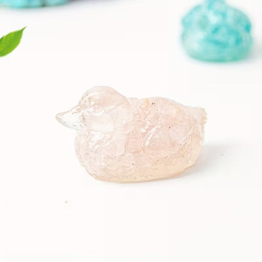 Canard en Résine & Quartz Rose
