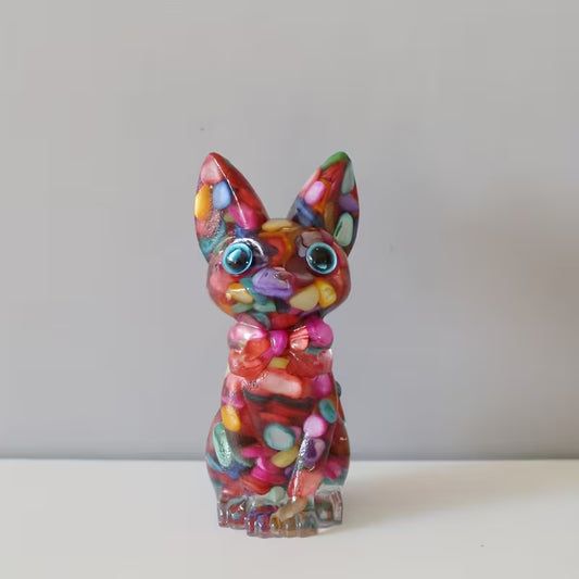 Chat Debout en Résine & Arc-en-ciel