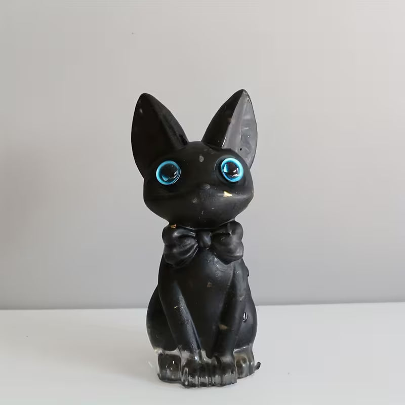 Chat Debout en Résine & Obsidienne
