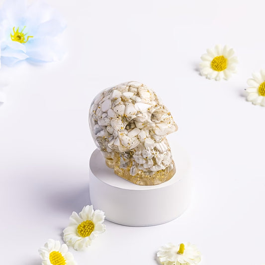 Crâne en Résine & Howlite | Grand