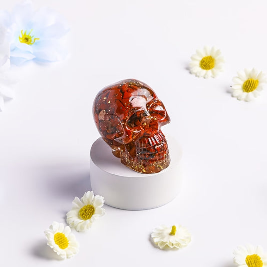 Crâne en Résine & Jaspe Rouge | Grand