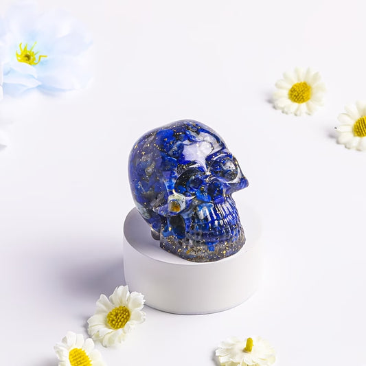 Crâne en Résine & Lapis Lazuli | Grand