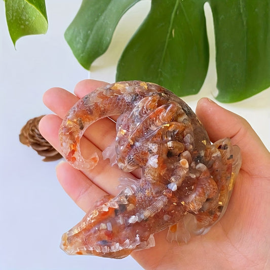 Dragon en Résine & Agate Rouge | Grand