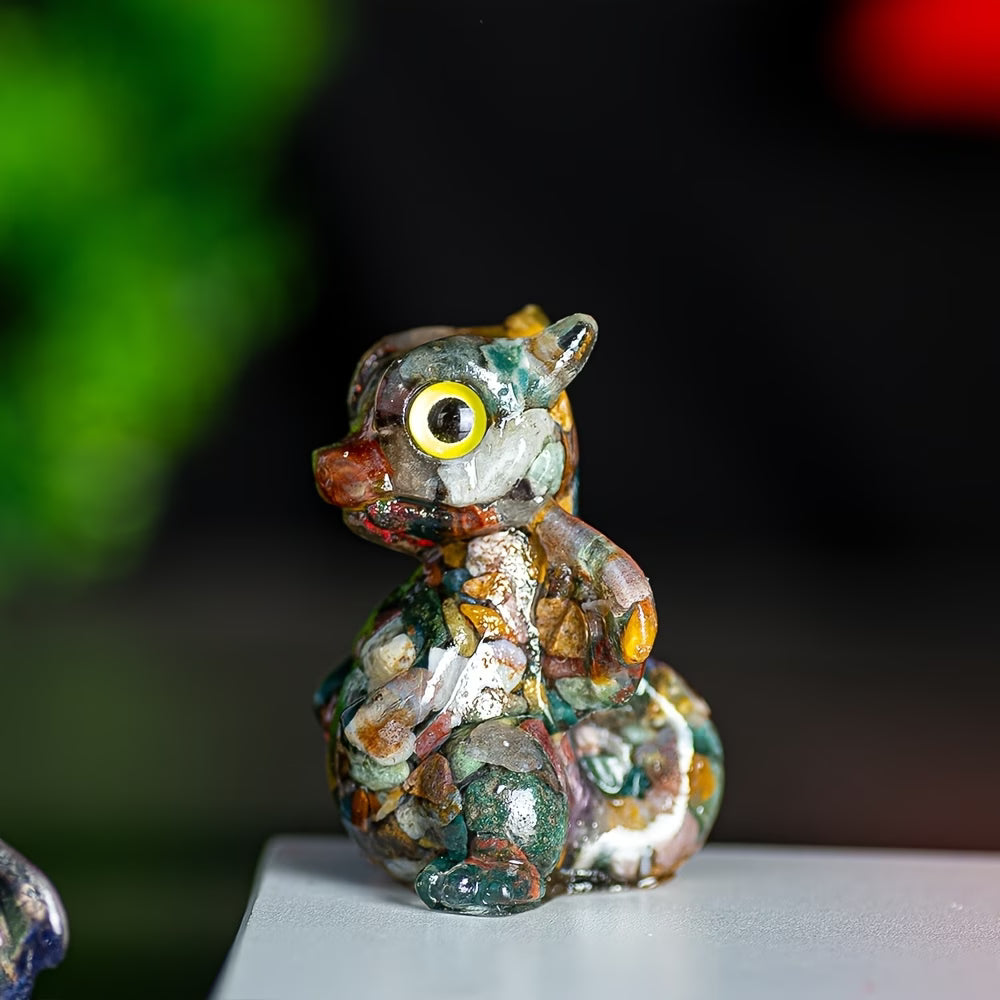 Dragon en Résine & Jaspe Océanique | Petit