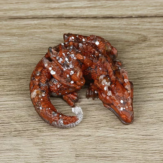 Dragon en Résine & Jaspe Rouge