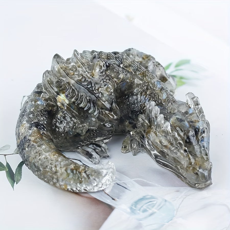 Dragon en Résine & Labradorite | Grand