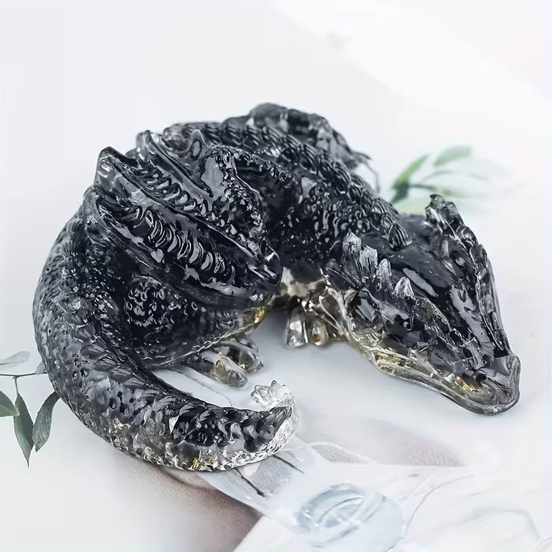 Dragon en Résine & Obsidienne | Grand