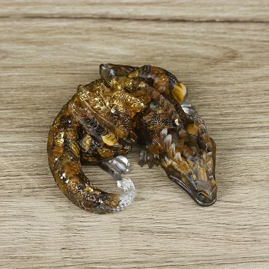Dragon en Résine & Oeil de Tigre | Grand